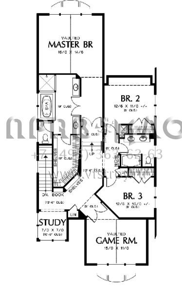 Проект двухэтажного дома с гаражом на две машины в стиле Ранчо S5-254 (2559-00400)