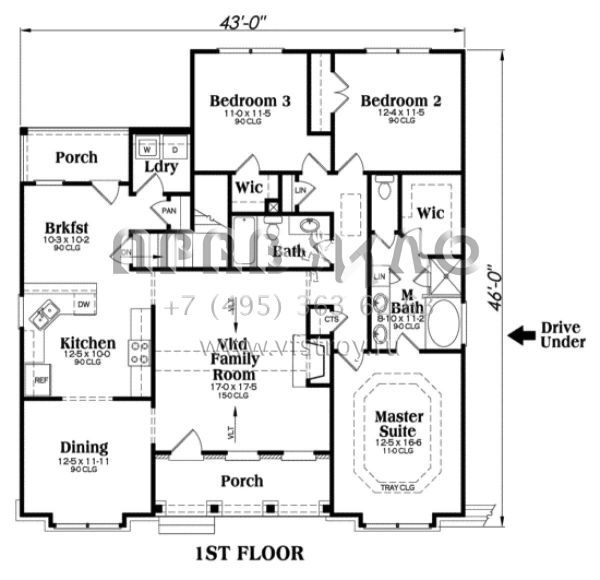 Проект одноэтажного дома с гаражом на две машины в стиле Ранчо S5-155 (009-00070)