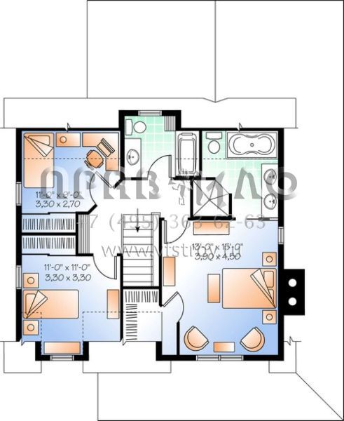 Проект двухэтажного дома без гаража в стиле Ранчо S5-158 (034-01007)