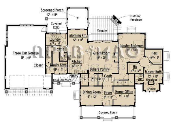 Проект двухэтажного дома с гаражом на три и более машин в американском стиле S5-282 (7806-00005)