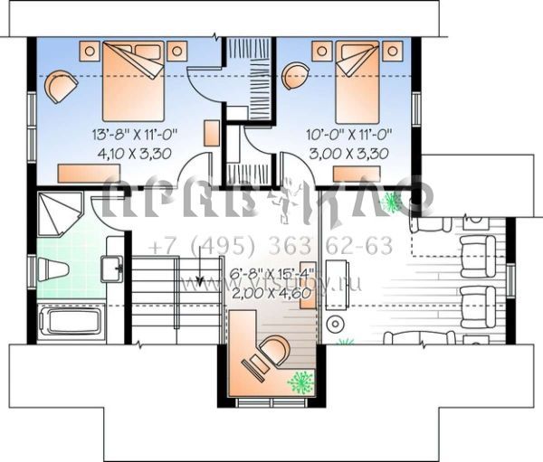 Проект двухэтажного дома без гаража в стиле Ранчо S5-140 (034-00785)