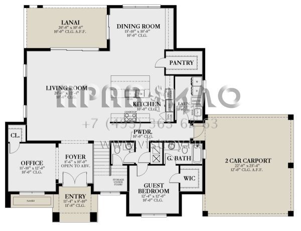 Проект двухэтажного дома с гаражом на две машины в стиле Ранчо S5-353 (3978-00273)