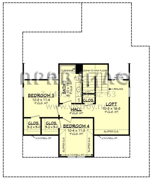 Проект двухэтажного дома без гаража в современном стиле S5-208 (041-00340)