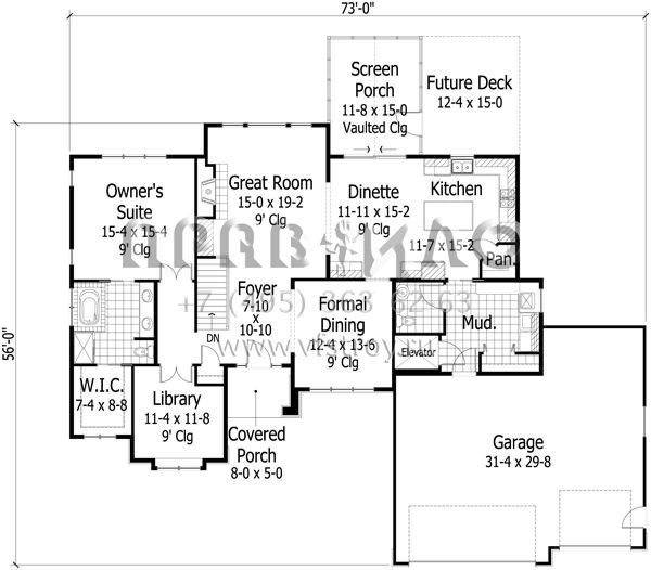 Проект одноэтажного дома с гаражом на три и более машин в стиле Ранчо S5-316 (098-00199)