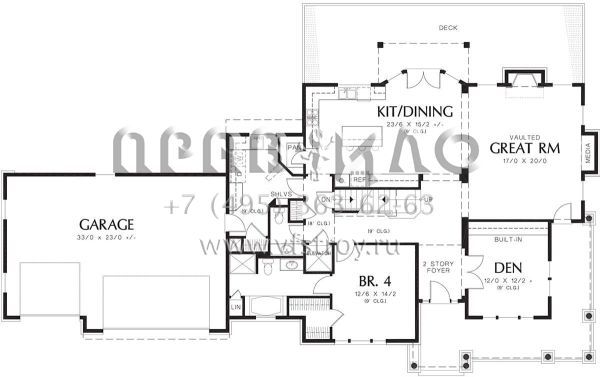 Проект двухэтажного дома с гаражом на три и более машин в американском стиле S5-293 (2559-00541)