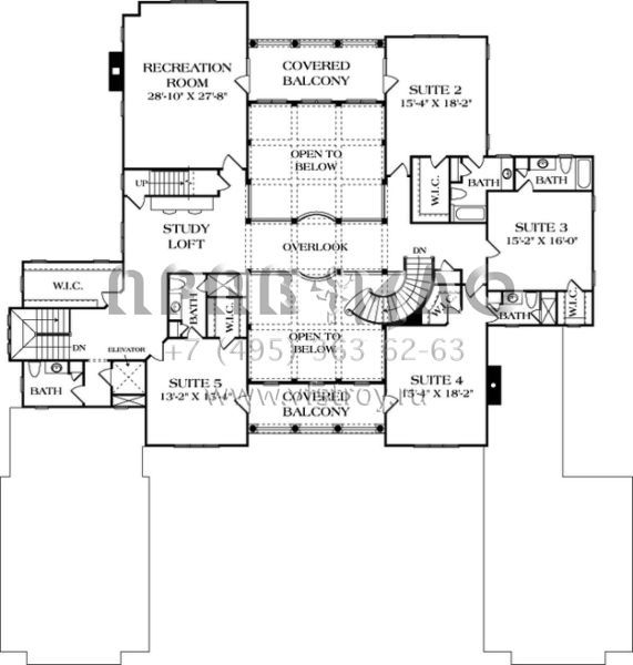 Проект двухэтажного дома с гаражом на три и более машин в прибрежном стиле S5-725 (3323-00555)