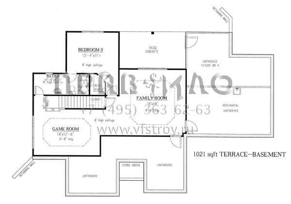 Проект одноэтажного дома с гаражом на три и более машин в стиле Ранчо S5-286 (286-00065)