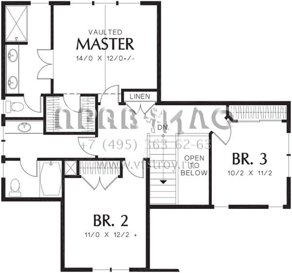 Проект двухэтажного дома с гаражом на две машины в стиле Ранчо S5-185 (2559-00208)