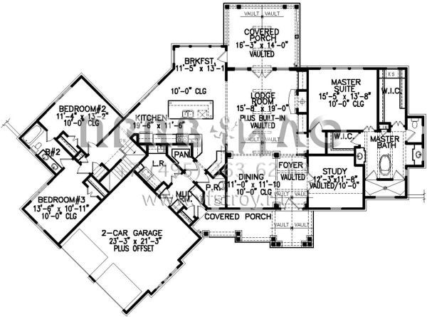 Проект одноэтажного дома с гаражом на две машины в американском стиле S5-233 (699-00118)