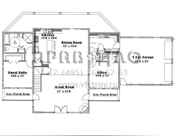 Проект двухэтажного дома с гаражом на две машины в скандинавском стиле S5-346 (039-00485)