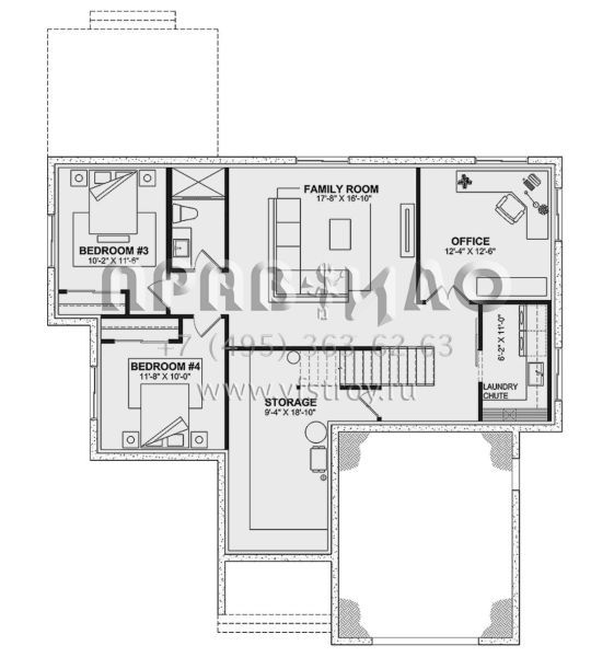 Проект одноэтажного дома с гаражом на одну машину в современном стиле S5-256 (034-01340)