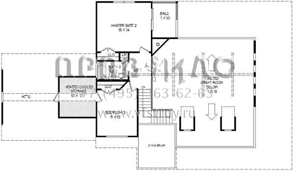 Проект двухэтажного дома с гаражом на две машины в стиле Ранчо S5-207 (940-00115)