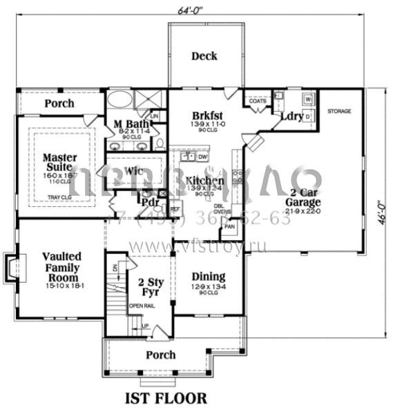 Проект двухэтажного дома с гаражом на две машины в американском стиле S5-260 (009-00002)