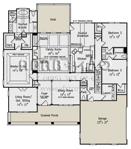 Проект одноэтажного дома с гаражом на две машины в стиле Ранчо S5-231 (8594-00291)