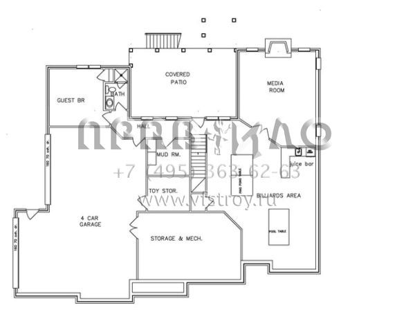 Проект двухэтажного дома с гаражом на три и более машин в стиле Ранчо S5-426 (6819-00018)