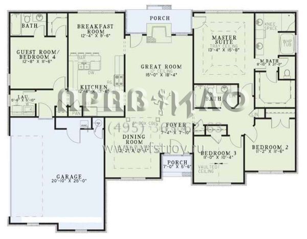 Проект одноэтажного дома с гаражом на две машины в стиле Ранчо S5-185 (110-00276)