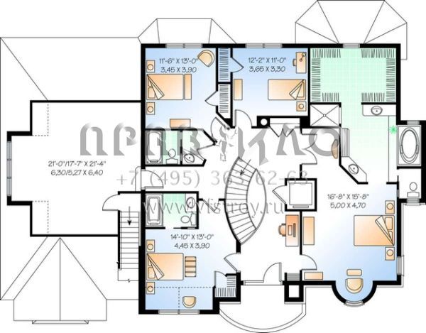Проект двухэтажного дома с гаражом на три и более машин в английском стиле S5-343 (034-00862)