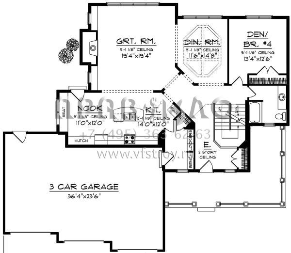 Проект двухэтажного дома с гаражом на три и более машин в американском стиле S5-274 (1020-00109)