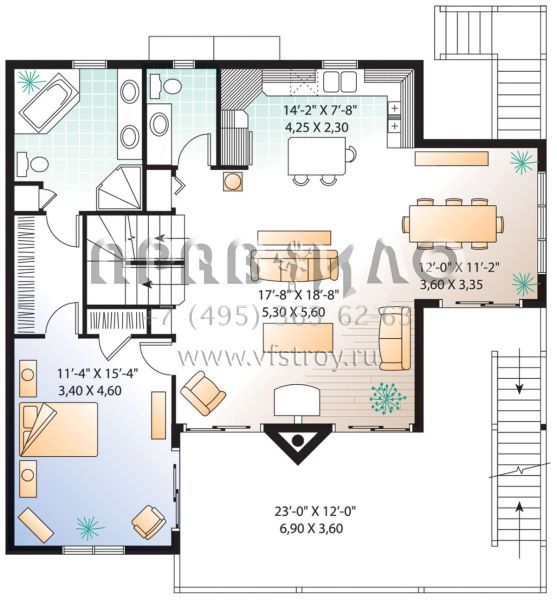 Проект трехэтажного дома без гаража в прибрежном стиле S5-222 (034-01259)