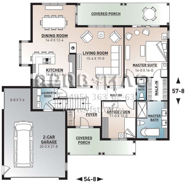 Проект двухэтажного дома с гаражом на две машины в современном стиле S5-314 (034-00978)