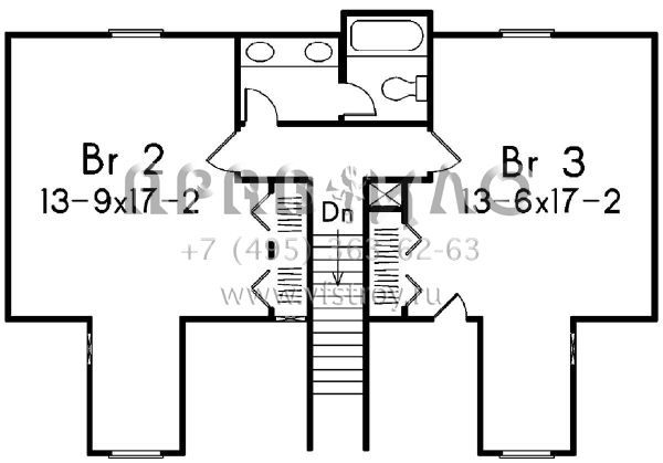 Проект двухэтажного дома с гаражом на две машины в стиле Ранчо S5-174 (5633-00353)