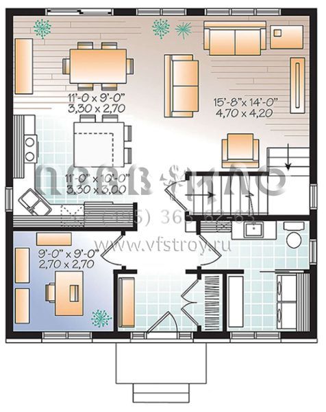 Проект двухэтажного дома без гаража в стиле Ранчо S5-156 (034-01102)