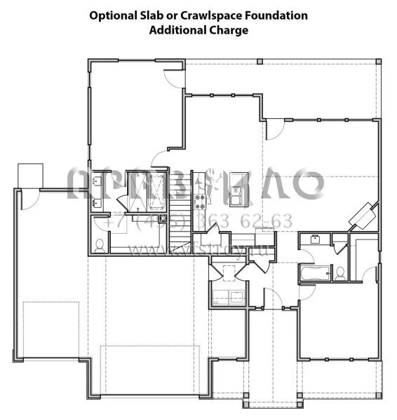 Проект одноэтажного дома с гаражом на три и более машин в современном стиле S5-152 (7306-00030)