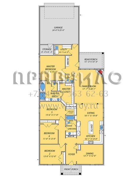 Проект одноэтажного дома с гаражом на две машины в стиле Ранчо S5-238 (9279-00022)
