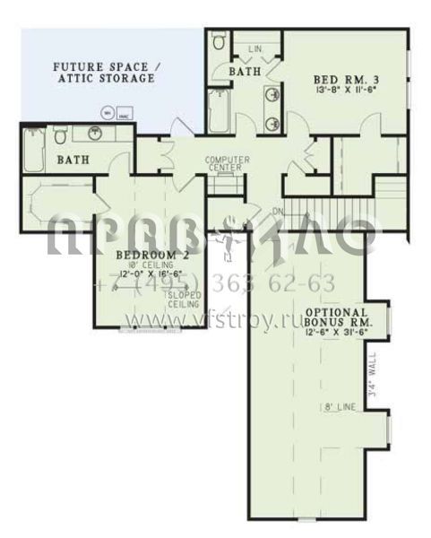 Проект двухэтажного дома с гаражом на три и более машин в стиле Ранчо S5-274 (110-00315)