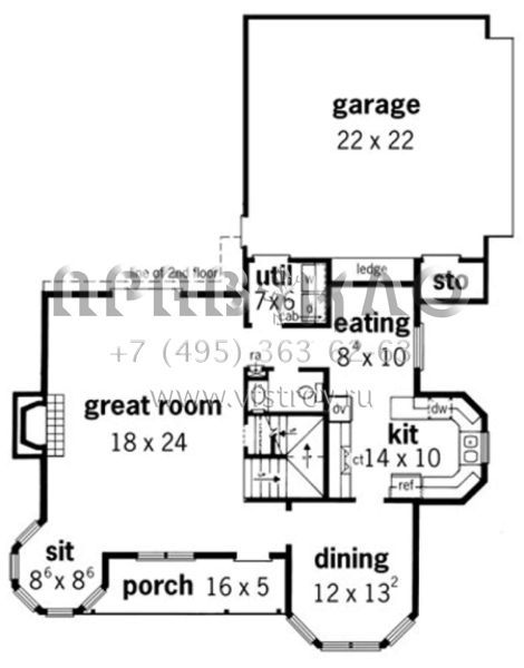 Проект одноэтажного дома с гаражом на две машины в стиле Ранчо S5-184 (9035-00215)