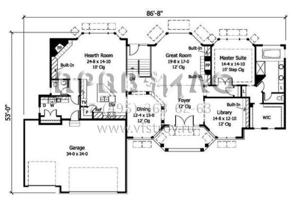 Проект дома на склоне с цокольным этажом и гаражом на три машины S5-370 (098-00033)