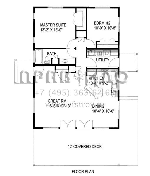 Проект одноэтажного дома без гаража в стиле Ранчо S5-104 (039-00307)