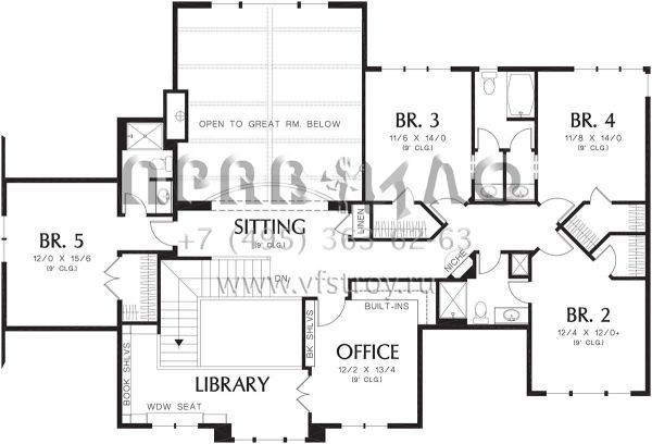 Проект двухэтажного дома с гаражом на три и более машин в американском стиле S5-425 (2559-00584)