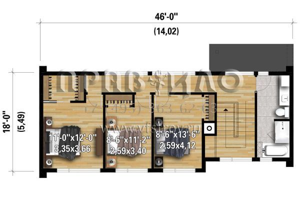 Проект двухэтажного дома без гаража в современном стиле S5-193 (6146-00559)