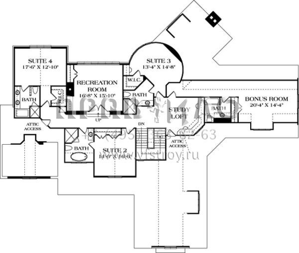 Проект двухэтажного дома с гаражом на три и более машин в американском стиле S5-737 (3323-00557)