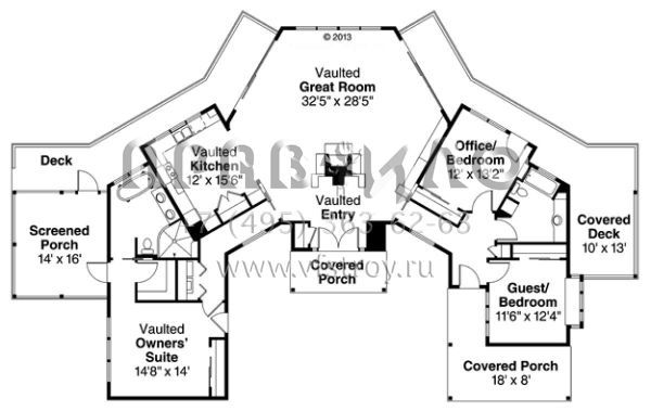Проект одноэтажного дома без гаража в стиле Ранчо S5-202 (035-00635)