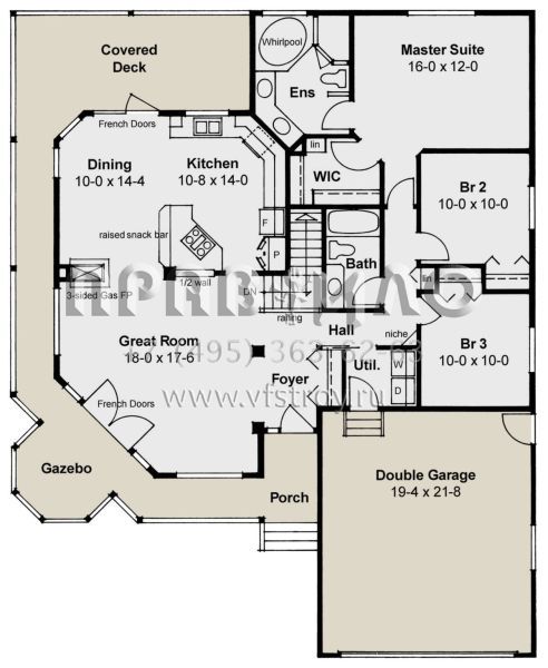 Проект одноэтажного дома с гаражом на две машины в стиле Ранчо S5-140 (2699-00023)