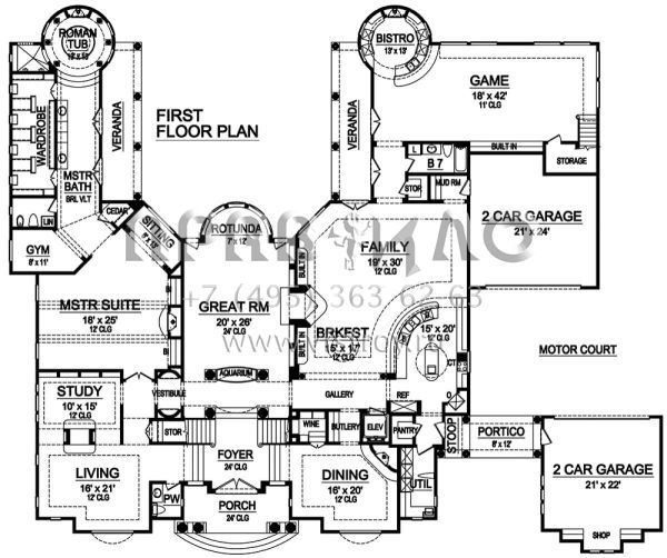 Проект двухэтажного дома с гаражом на три и более машин в английском стиле S5-913 (5445-00322)