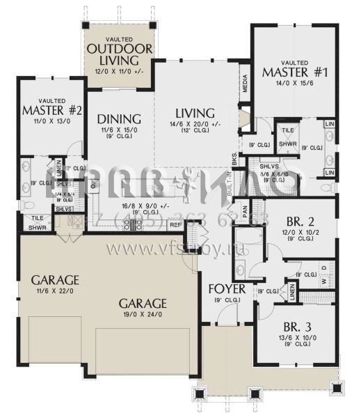 Проект одноэтажного дома с гаражом на три и более машин в скандинавском стиле S5-198 (2559-00826)