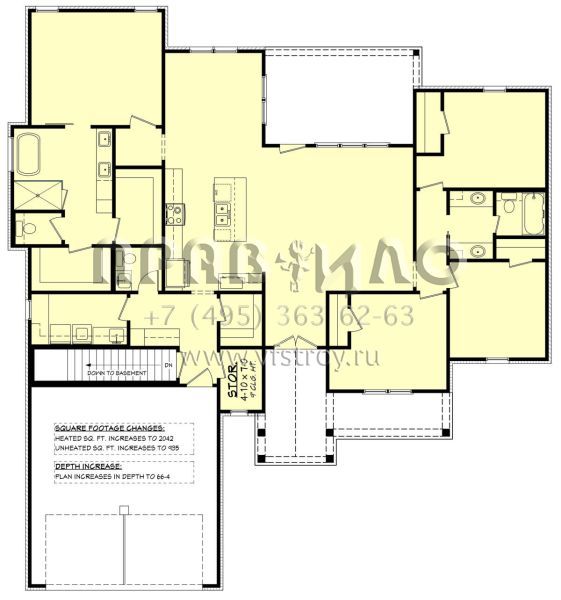 Проект одноэтажного дома с гаражом на две машины в американском стиле S5-184 (041-00304)