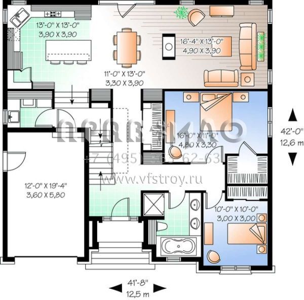 Проект двухэтажного дома с гаражом на одну машину в английском стиле S5-167 (034-00795)