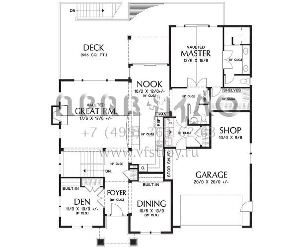 Проект одноэтажного дома с гаражом на две машины в американском стиле S5-260 (2559-00698)
