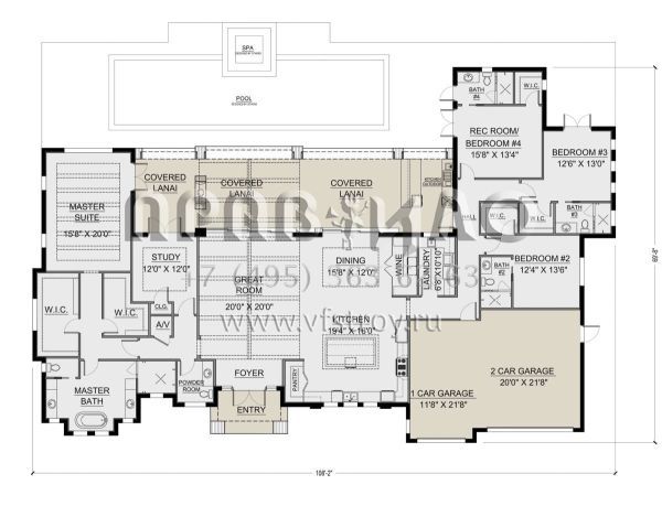 Проект одноэтажного дома с гаражом на три и более машин в современном стиле S5-355 (5565-00162)