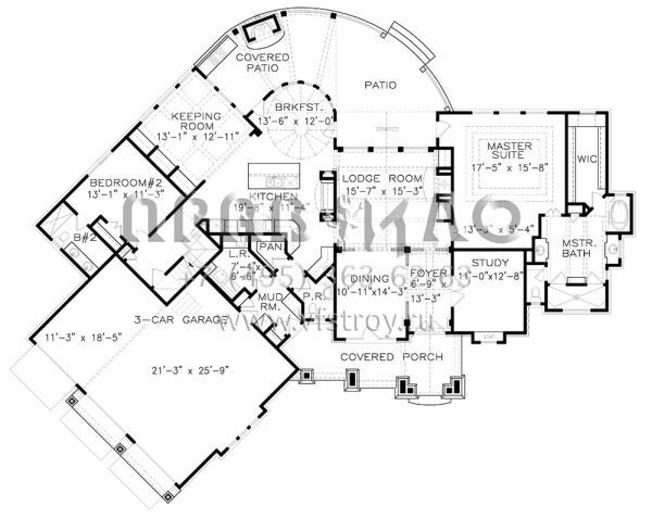 Проект двухэтажного дома с гаражом на три и более машин в американском стиле S5-289 (699-00108)