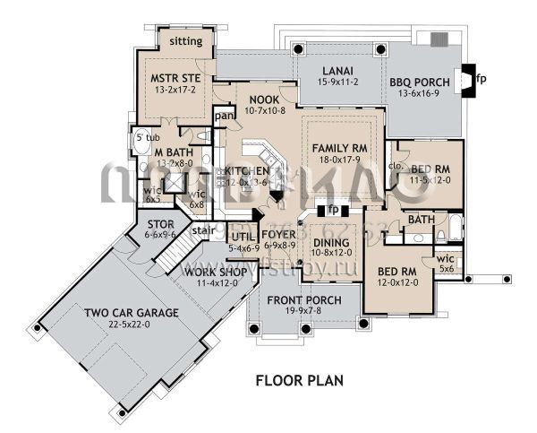 Проект одноэтажного дома с гаражом на две машины в американском стиле S5-172 (9401-00014)