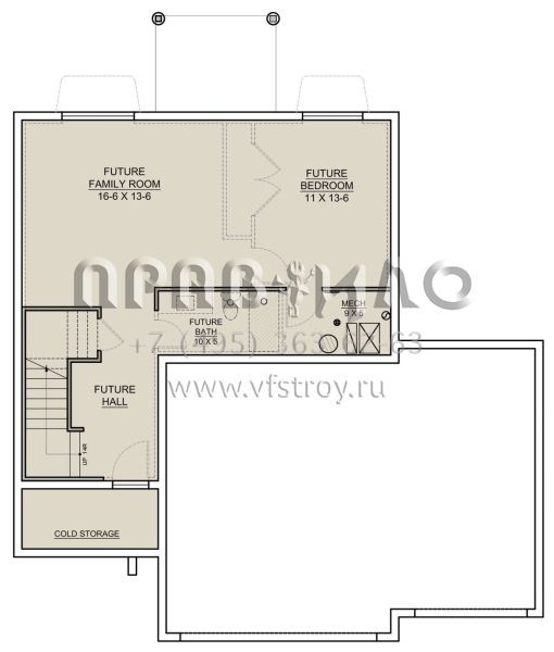 Проект двухэтажного дома с гаражом на три и более машин в стиле Ранчо S5-175 (7306-00007)