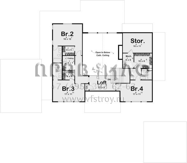 Проект двухэтажного дома с гаражом на три и более машин в американском стиле S5-350 (963-00787)