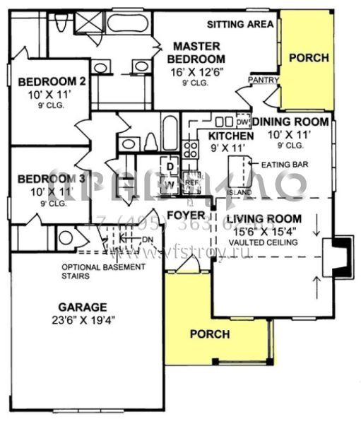 Проект одноэтажного дома с гаражом на две машины в стиле Ранчо S5-124 (4848-00241)