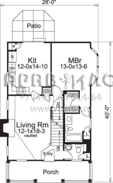 Проект двухэтажного дома без гаража в стиле Ранчо S5-121 (5633-00103)