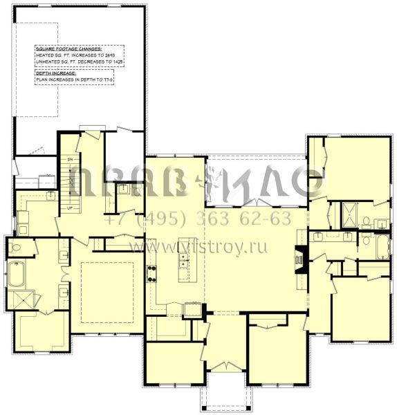 Проект одноэтажного дома с гаражом на две машины в стиле Ранчо S5-244 (041-00267)